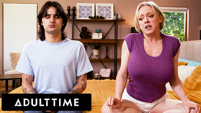 ADULT TIME - Horny MILF Dee Williams Tries To Hide Her Buttplug From Stepson During Fake Meditation!