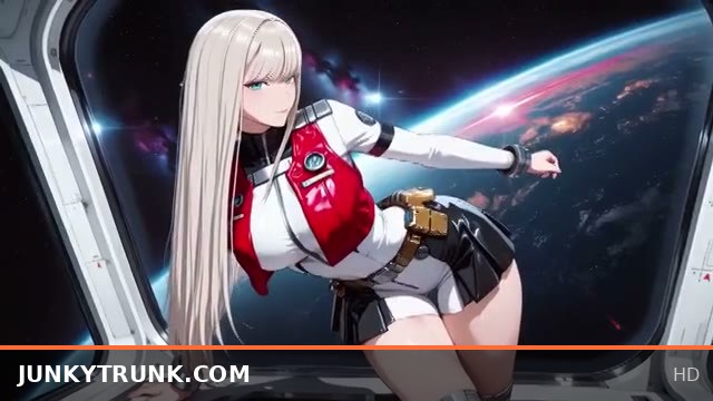 Blonde Astronaut in Tight White Uniform Gets Naughty Inside Futuristic Spaceship Cockpit